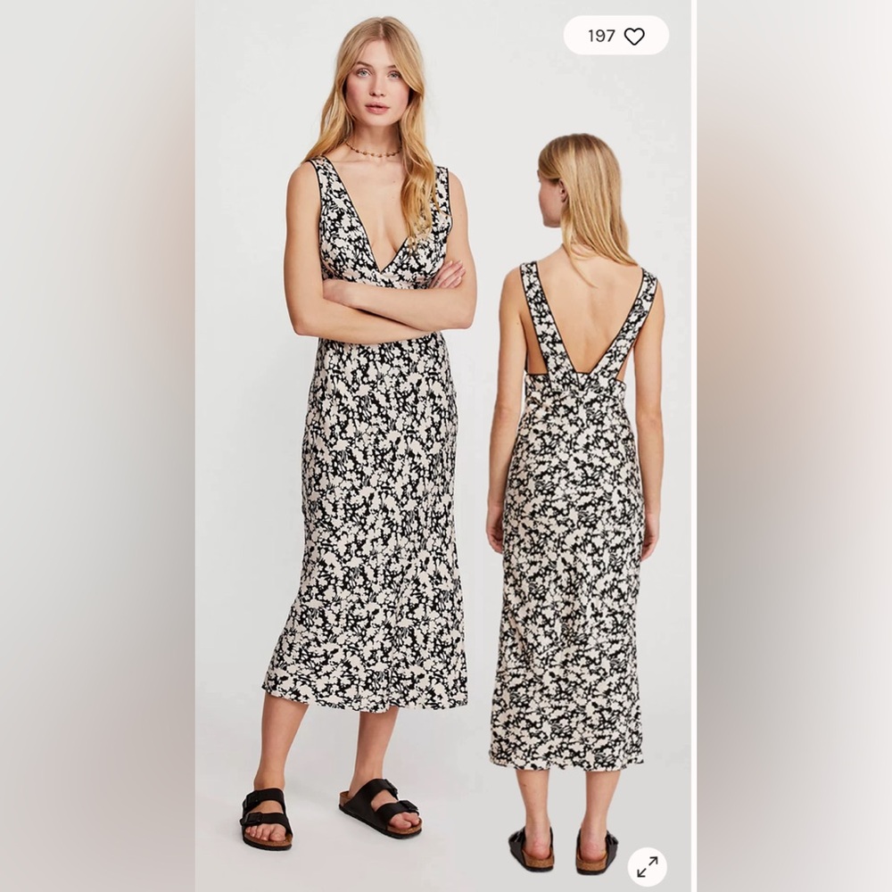 Free People Oh La La Floral Print Dress V Neck